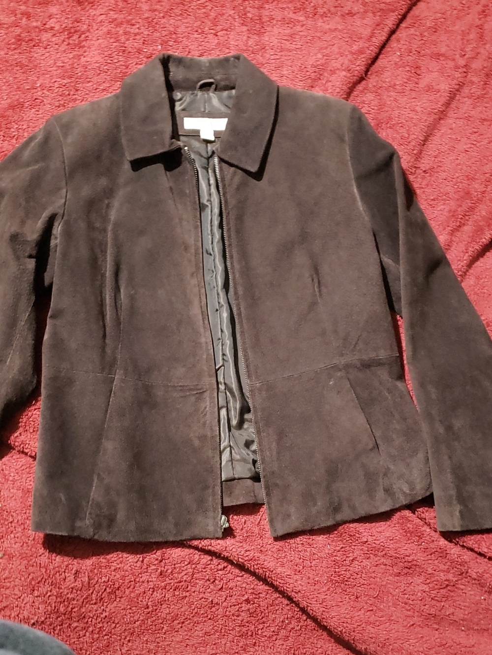 dressbarn Brown Suede Zip Jacket
